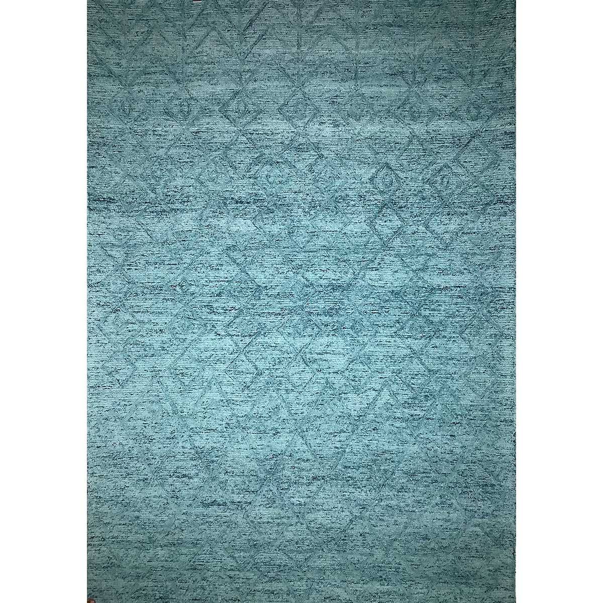 Hand-Tufted Wool Rug - Turquoise Color with Loop Pattern (Design Code HT-004) in Noida