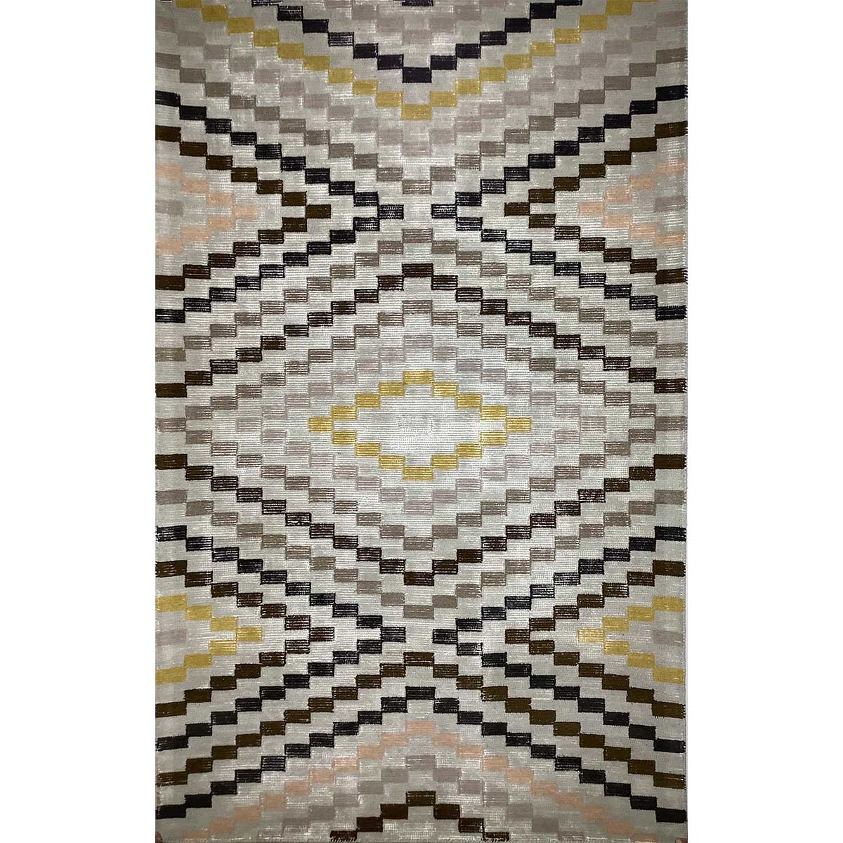 Hand-Tufted Sand and Multicolor Wool Rug with Zero Pile Pattern (Design Code HT-012) in Birmingham