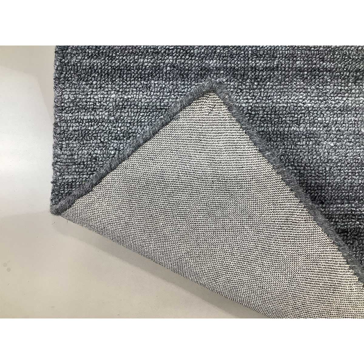 Hand-Tufted Dark Grey Wool Rug with Loop Pattern (Design Code HT-018) in Noida