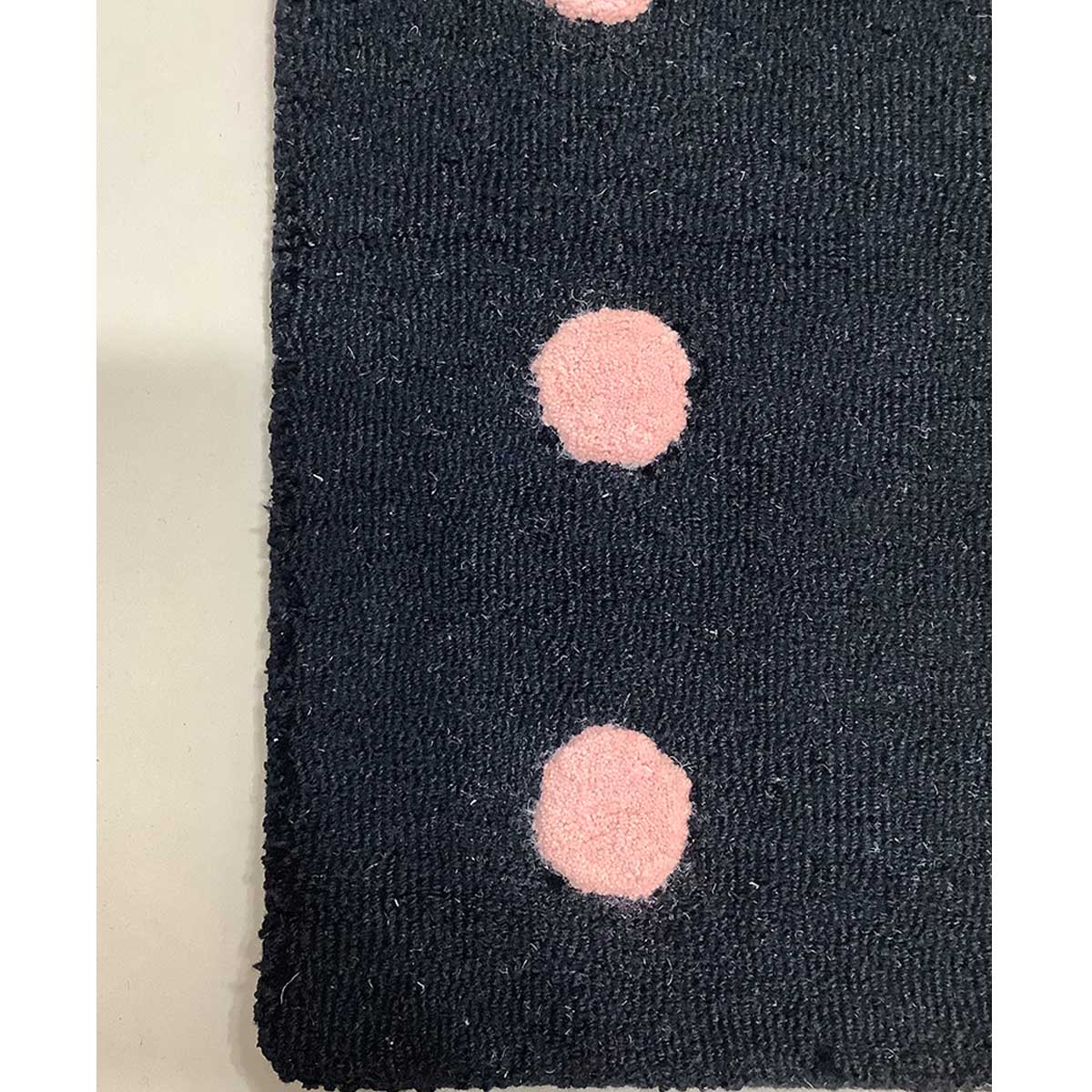 Elegant Hand-Tufted Wool Rug in Black and Pink with Loop Cut Pattern (Design Code HT-022) in Birmingham