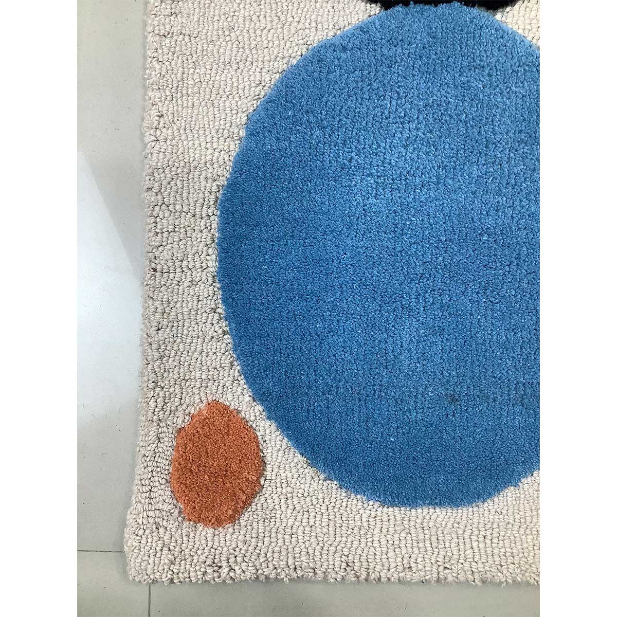 Premium Hand-Tufted Viscose Rug in Blue and Black with Loop Cut Pattern (Design Code HT-023) in Birmingham