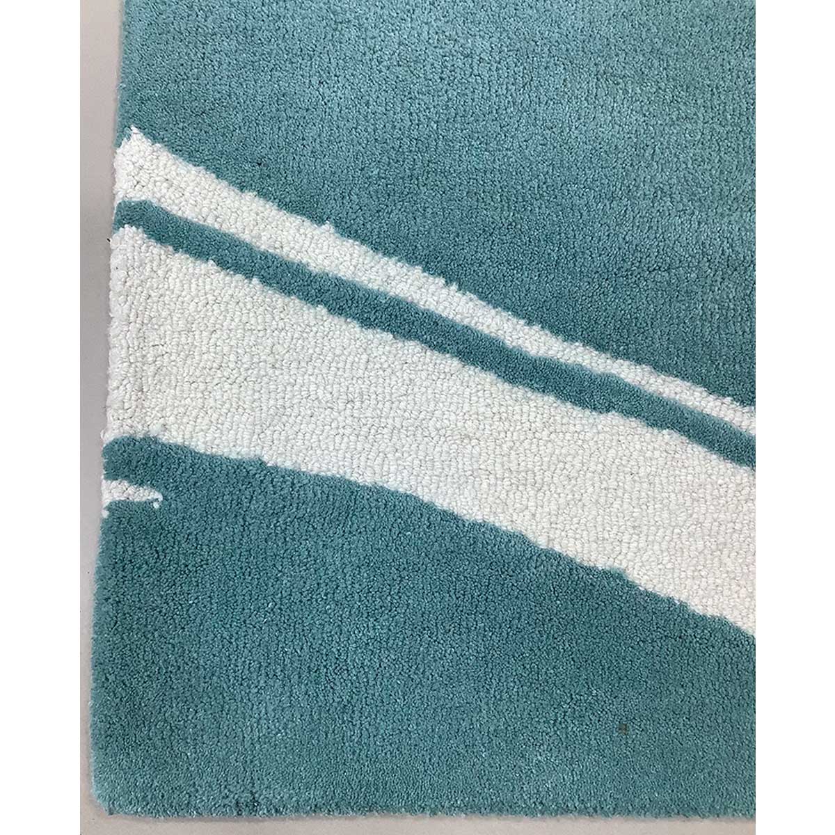 Stylish Hand-Tufted Wool Rug in Ivory and Aqua with Loop Cut Texture (Design Code HT-025) in Birmingham