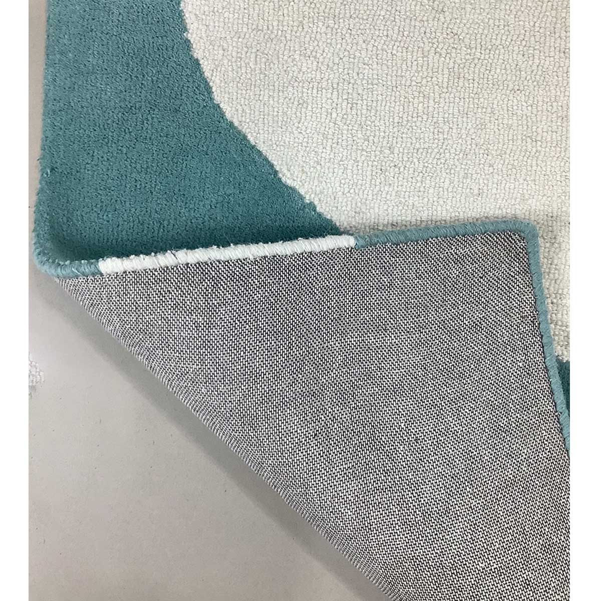 Stylish Hand-Tufted Wool Rug in Ivory and Aqua with Loop Cut Texture (Design Code HT-025) in Birmingham