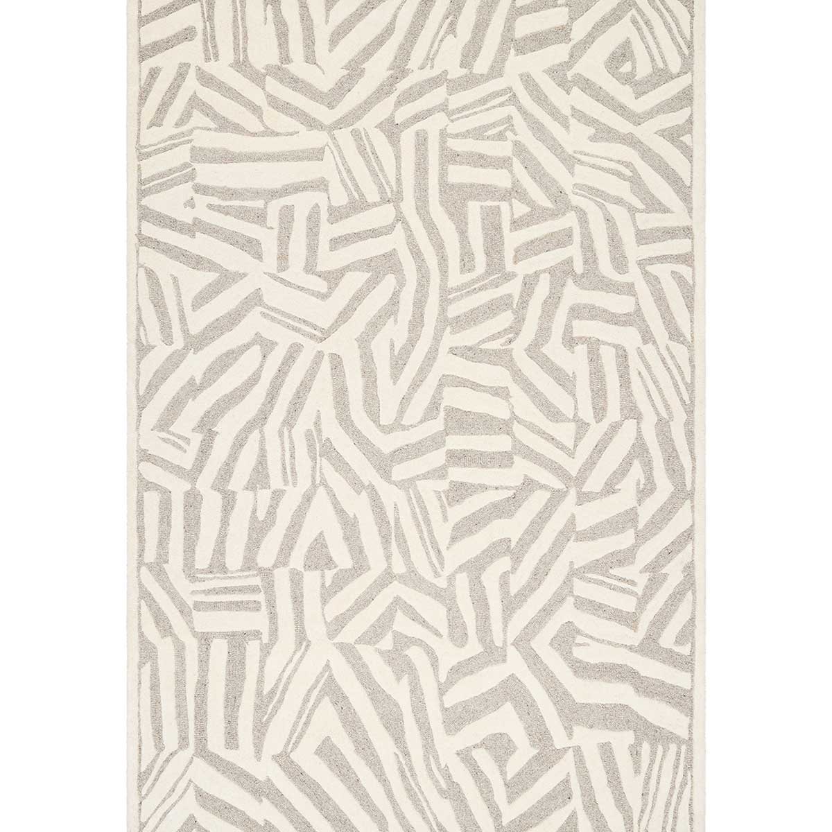 Elegant Hand-Tufted Wool Rug in Cream and Grey with Loop Cut Texture (Design Code HT-029) in Noida