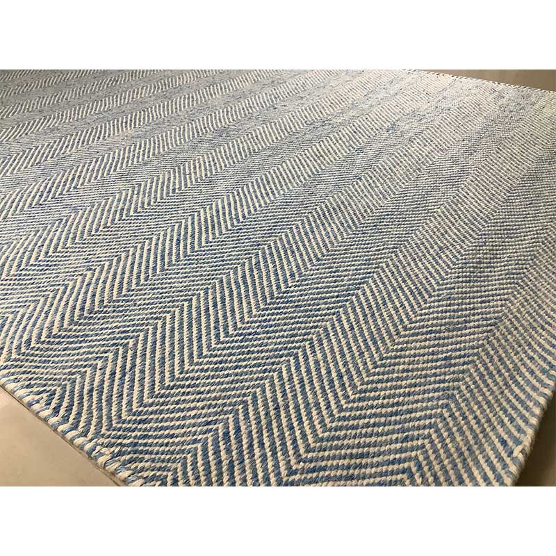 Hand Loom Blue White Cut Pile Pet Rug 12mm (Design MD-004) in Noida