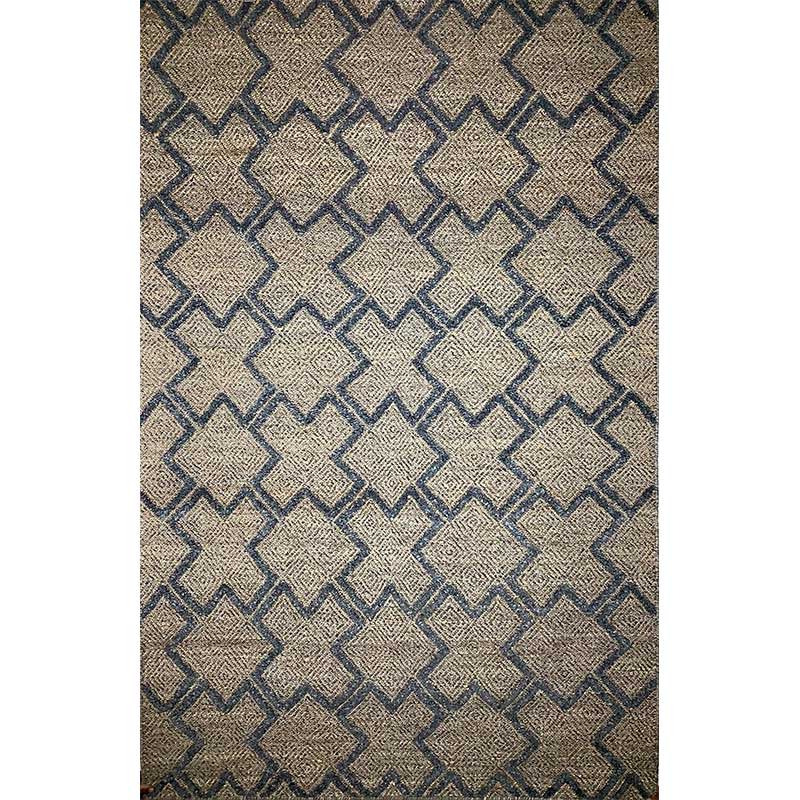 Hand Woven Grey Blue Wool Rug Flat Weave Construction (Design NL-001) in Noida