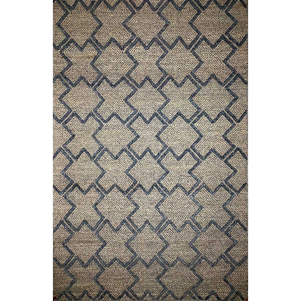 Hand Woven Jute Wool Rug Natural and Coal Color Flat Pile Durable and Stylish (Design NL-001) in Belgium