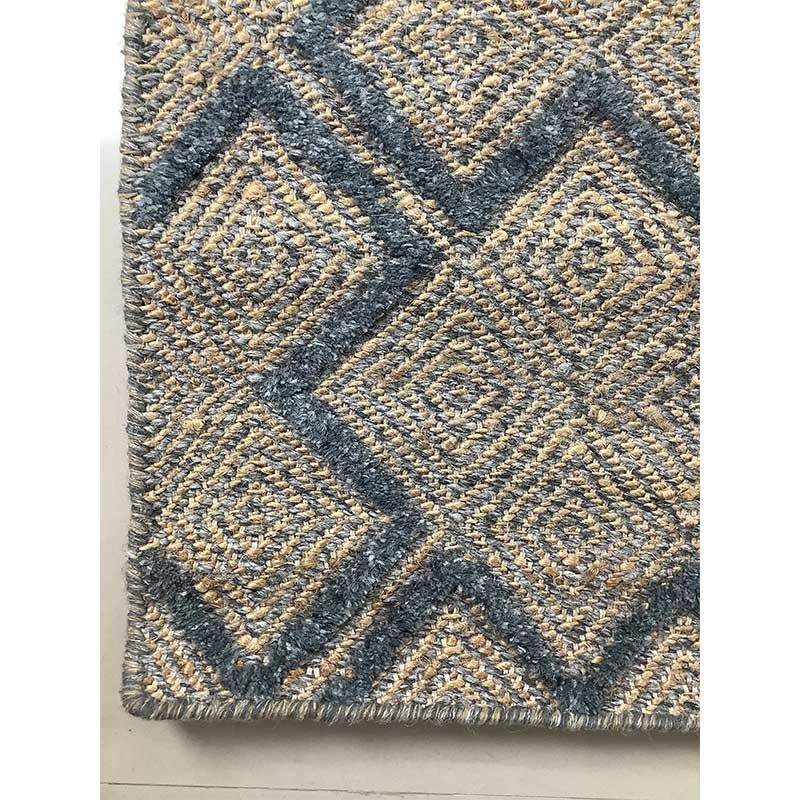 Hand Woven Grey Blue Wool Rug Flat Weave Construction (Design NL-001) in Noida