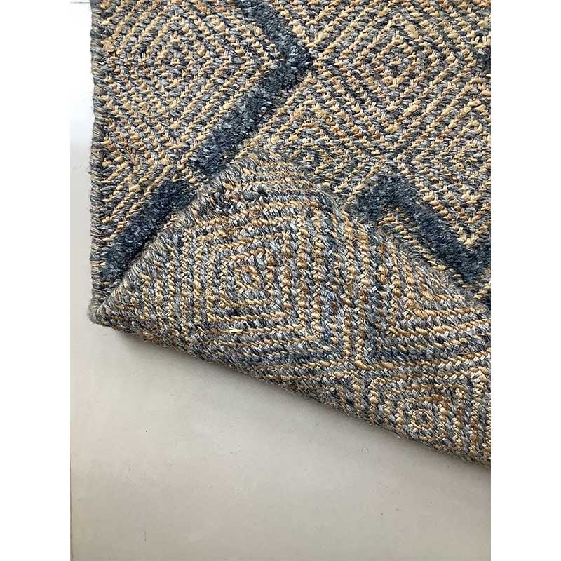 Hand Woven Grey Blue Wool Rug Flat Weave Construction (Design NL-001) in Noida