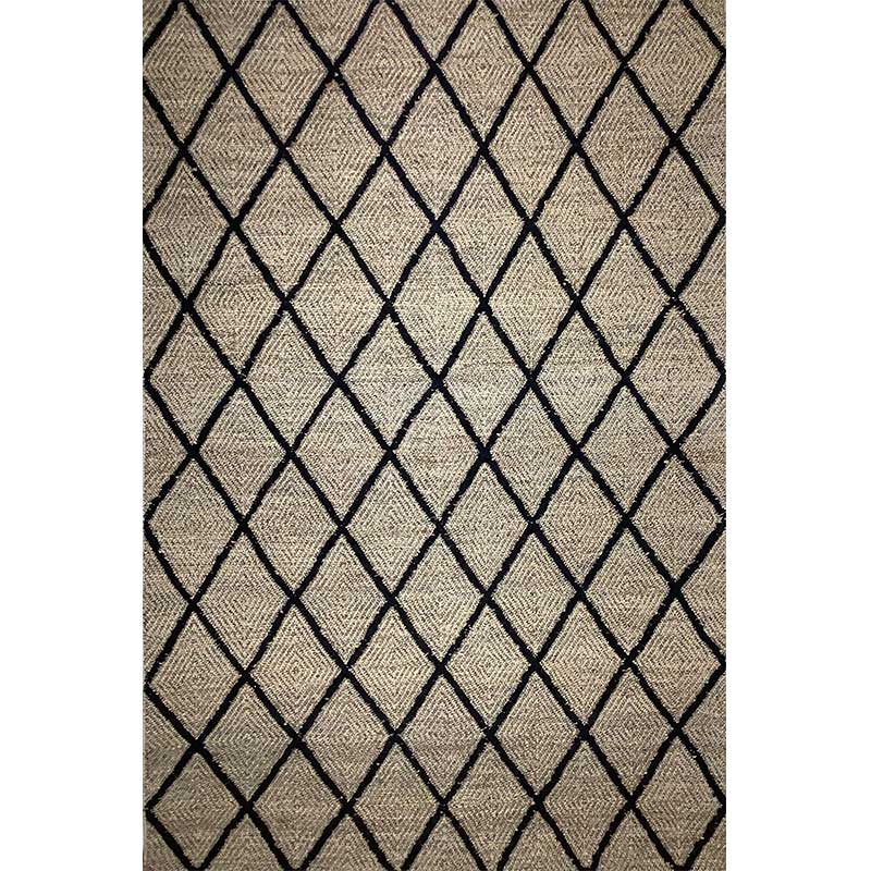 Grey Black Wool Flat Weave Hand Woven Rug (Design NL-007) in Noida