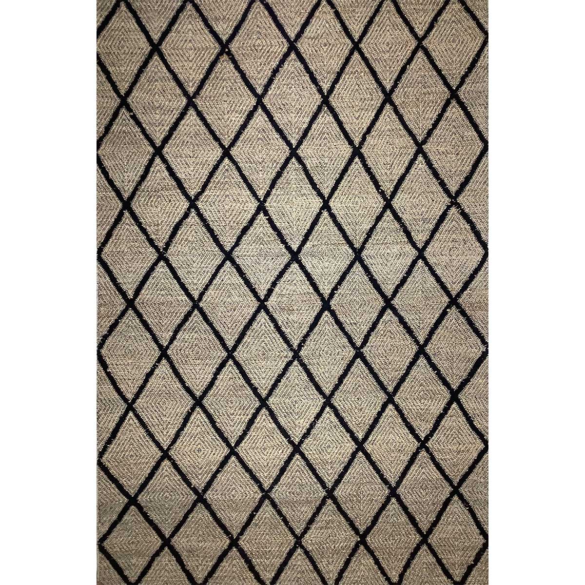 Hand Woven Jute Wool Rug Natural Color Flat Pile Durable and Stylish (Design NL-007) in Belgium