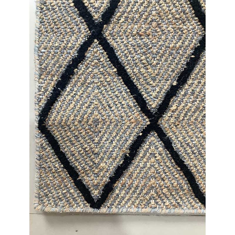 Grey Black Wool Flat Weave Hand Woven Rug (Design NL-007) in Noida