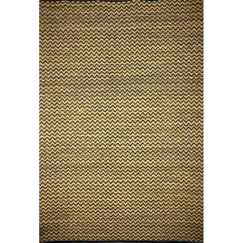 Yellow Black Wool Flat Weave Hand Woven Rug (Design NL-008) in Noida