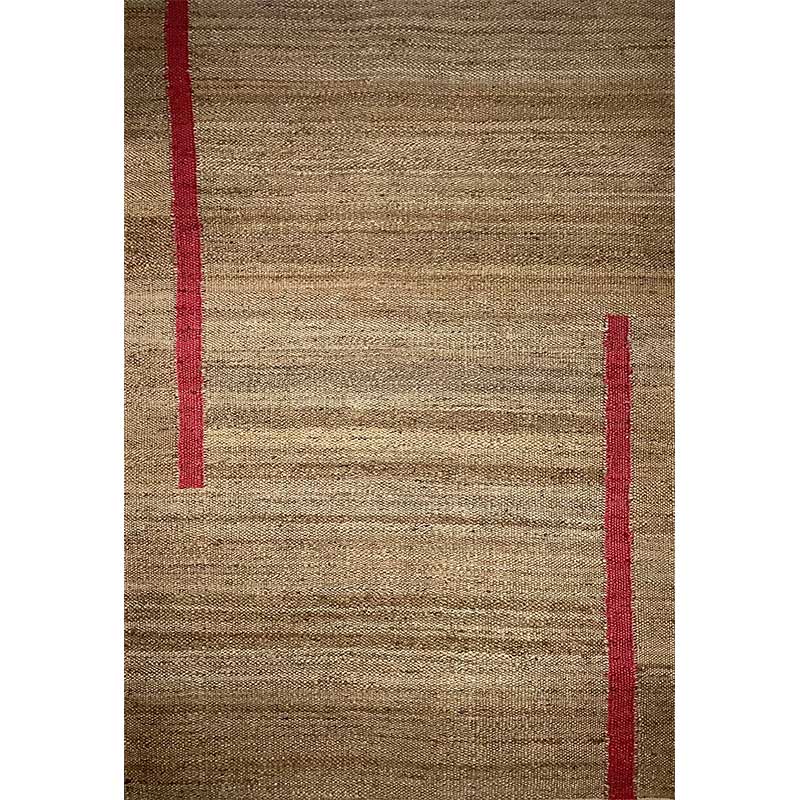 Hand Woven Brown Red Wool Rug Flat Weave Construction (Design NL-013) in Noida