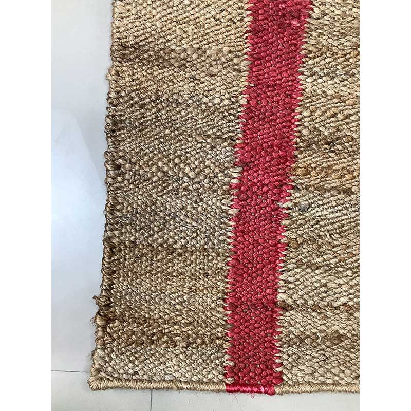 Hand Woven Brown Red Wool Rug Flat Weave Construction (Design NL-013) in Noida