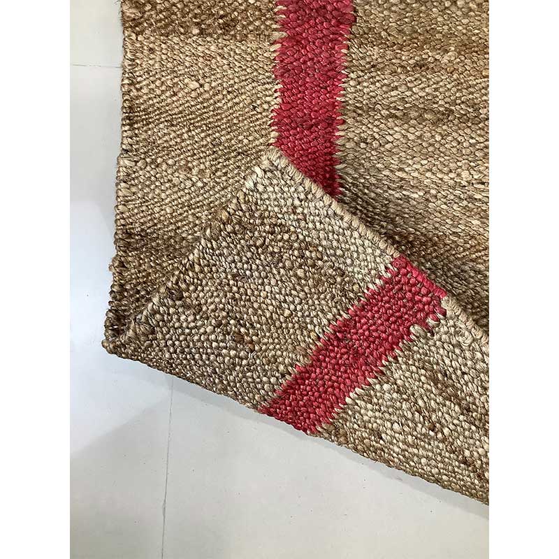 Hand Woven Brown Red Wool Rug Flat Weave Construction (Design NL-013) in Noida