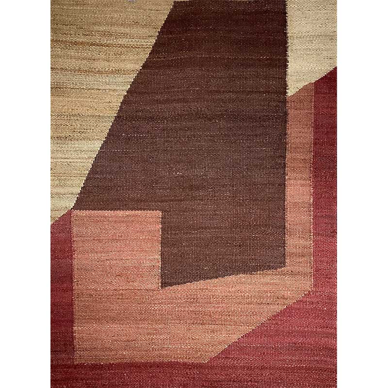 Hand Woven Grey Brown Red Wool Rug Flat Weave Construction (Design NL-014) in Noida