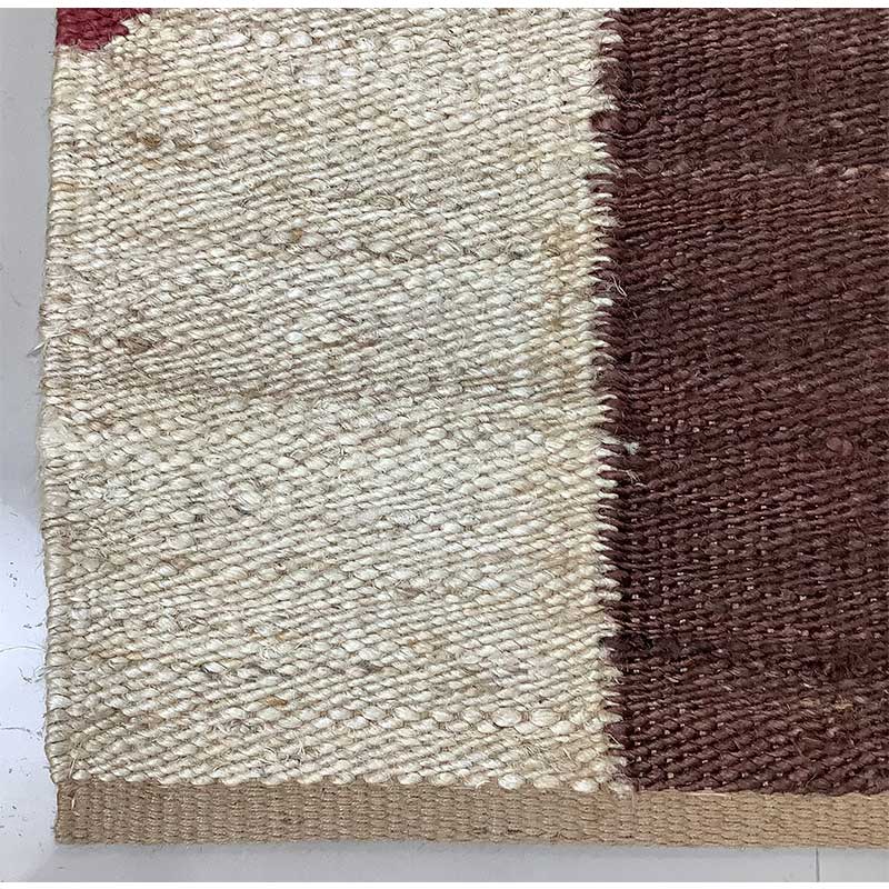 Hand Woven Grey Brown Red Wool Rug Flat Weave Construction (Design NL-014) in Noida