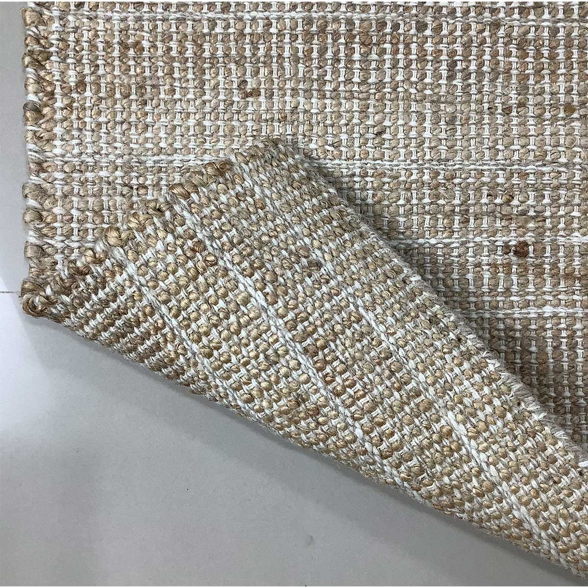 Premium Hand Woven Jute Wool Rug Natural Color Flat Weave Timeless and Durable (Design NL-015) in Birmingham