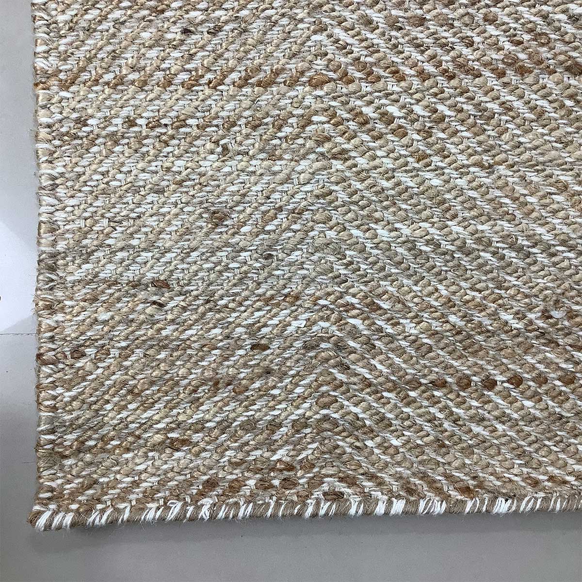 Natural Color Hand Woven Jute Wool Rug Flat Weave Construction Elegant and Durable (Design NL-018) in Birmingham