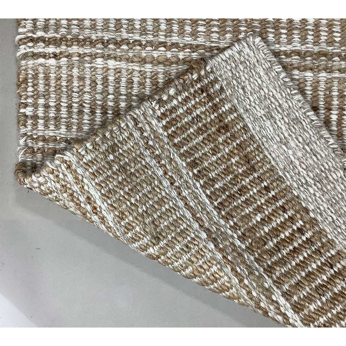 Premium Hand Woven Jute Wool Rug Natural Color Flat Weave Timeless and Durable (Design NL-019) in Belgium