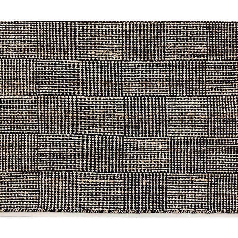 Hand Woven Black Wool Rug Flat Weave Construction (Design NL-020) in Noida