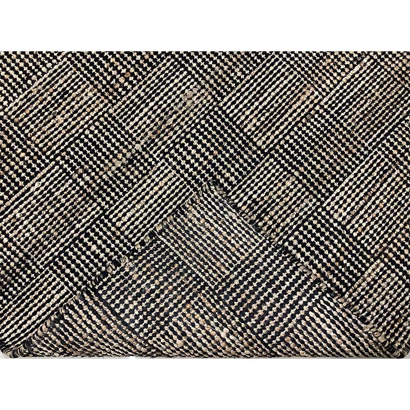 Hand Woven Black Wool Rug Flat Weave Construction (Design NL-020) in Noida