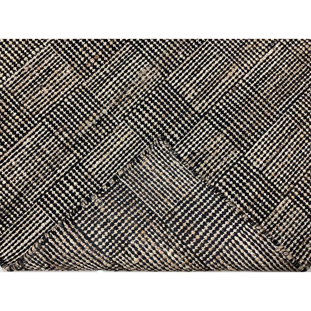 Premium Hand Woven Jute Wool Rug Black Color Flat Weave Timeless and Durable (Design NL-020) in Belgium