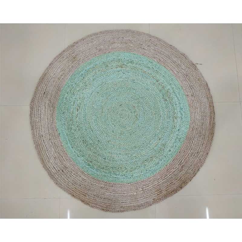 Turquoise Brown Wool Flat Weave Hand Woven Rug (Design NL-026) in Noida