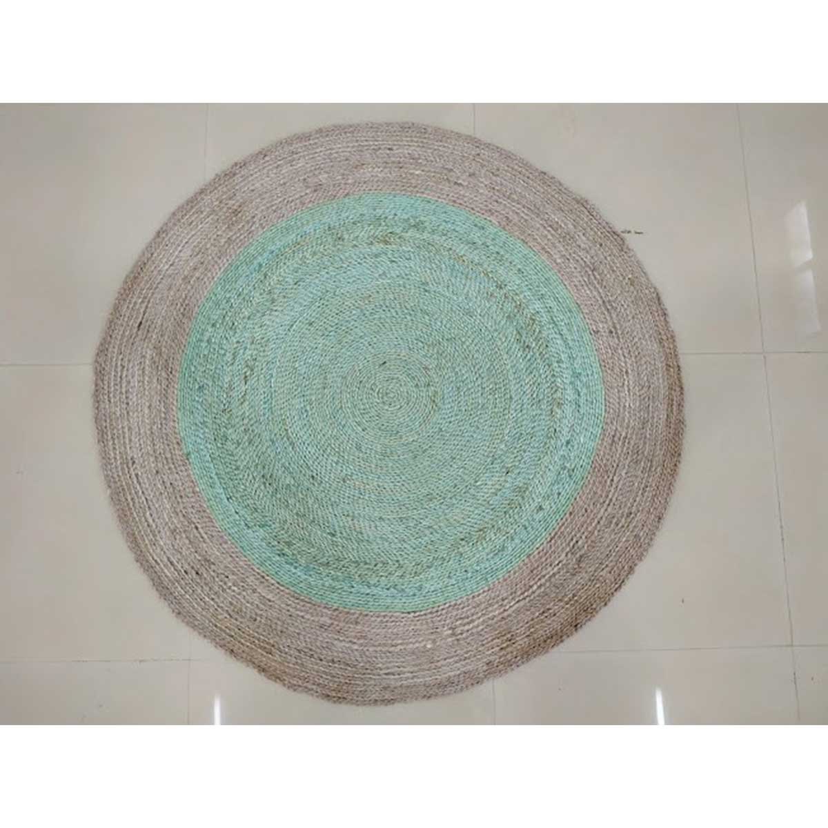 Premium Hand Woven Jute Rug Aqua Silver Color Braided Pattern Timeless and Durable (Design NL-026) in Belgium