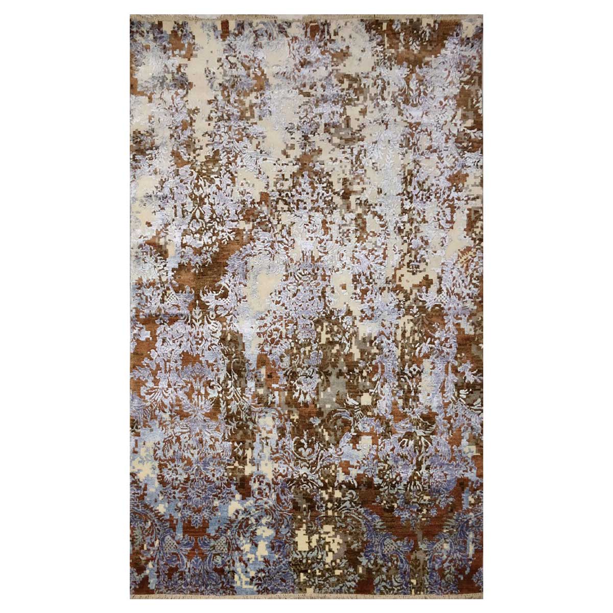 Persian Hand Knotted Wool Rug - Silver and Brown (Design Code-NS9607) in Croatia