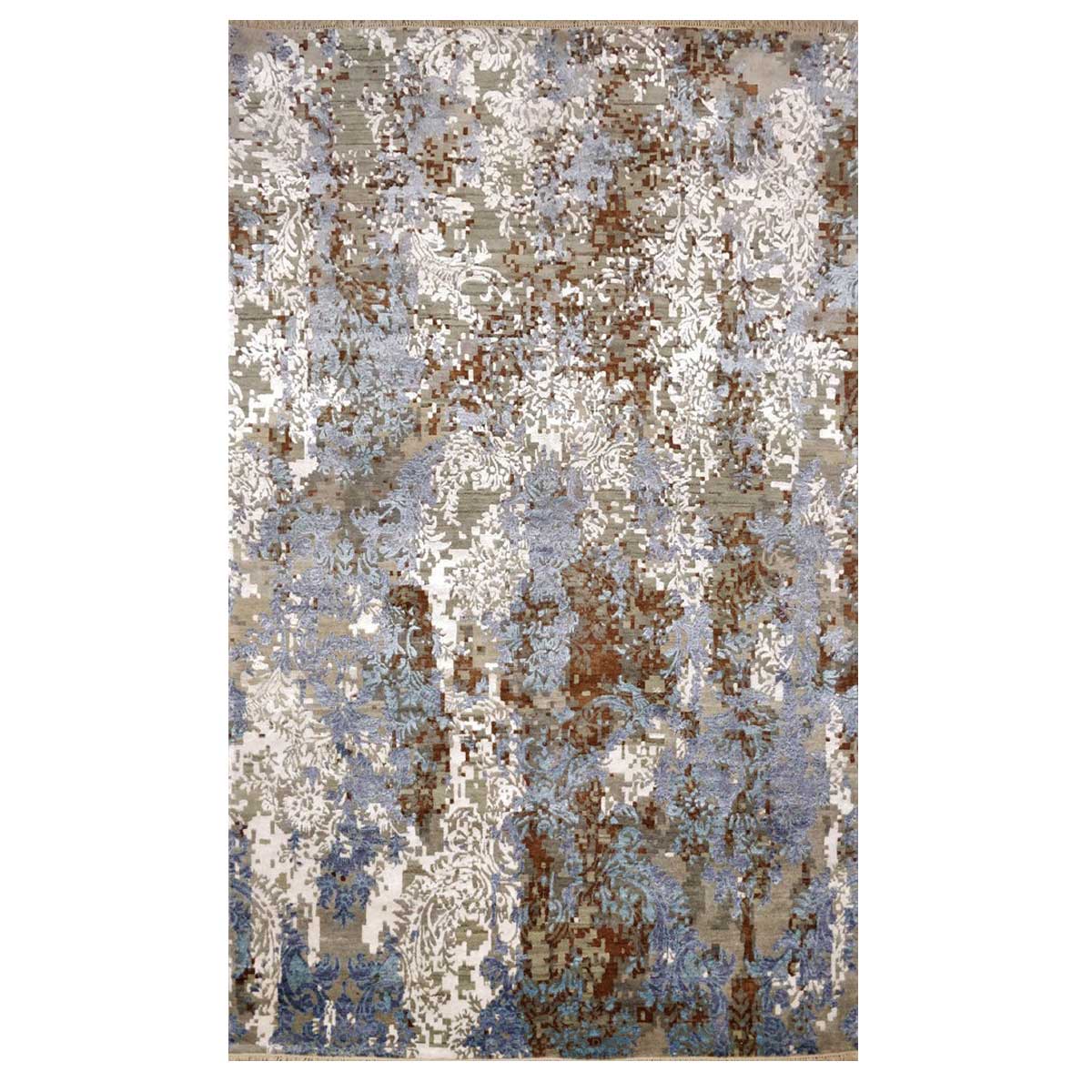 Persian Hand Knotted Wool Rug - Silver and Brown (Design Code-NS9607) in Croatia