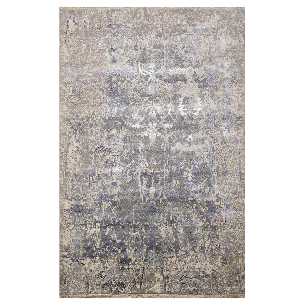 Elegant Silver Persian Wool Rug – Hand-Knotted (Design Code-NS9614) in Croatia