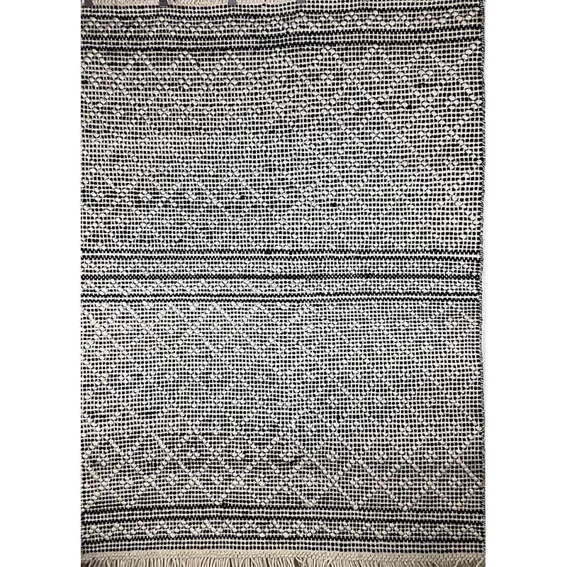 Black and White Wool Rug – Flat Weave Hand-Woven Pattern (Design Code OD-008) in Birmingham