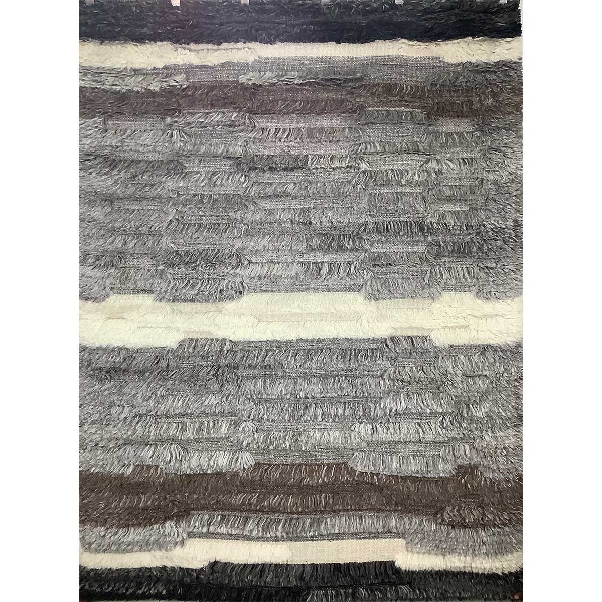 Hand Woven Wool Rug Brown Grey Color Pile Pattern 15mm Pile Height Durable and Stylish (Design OD-015) in Birmingham