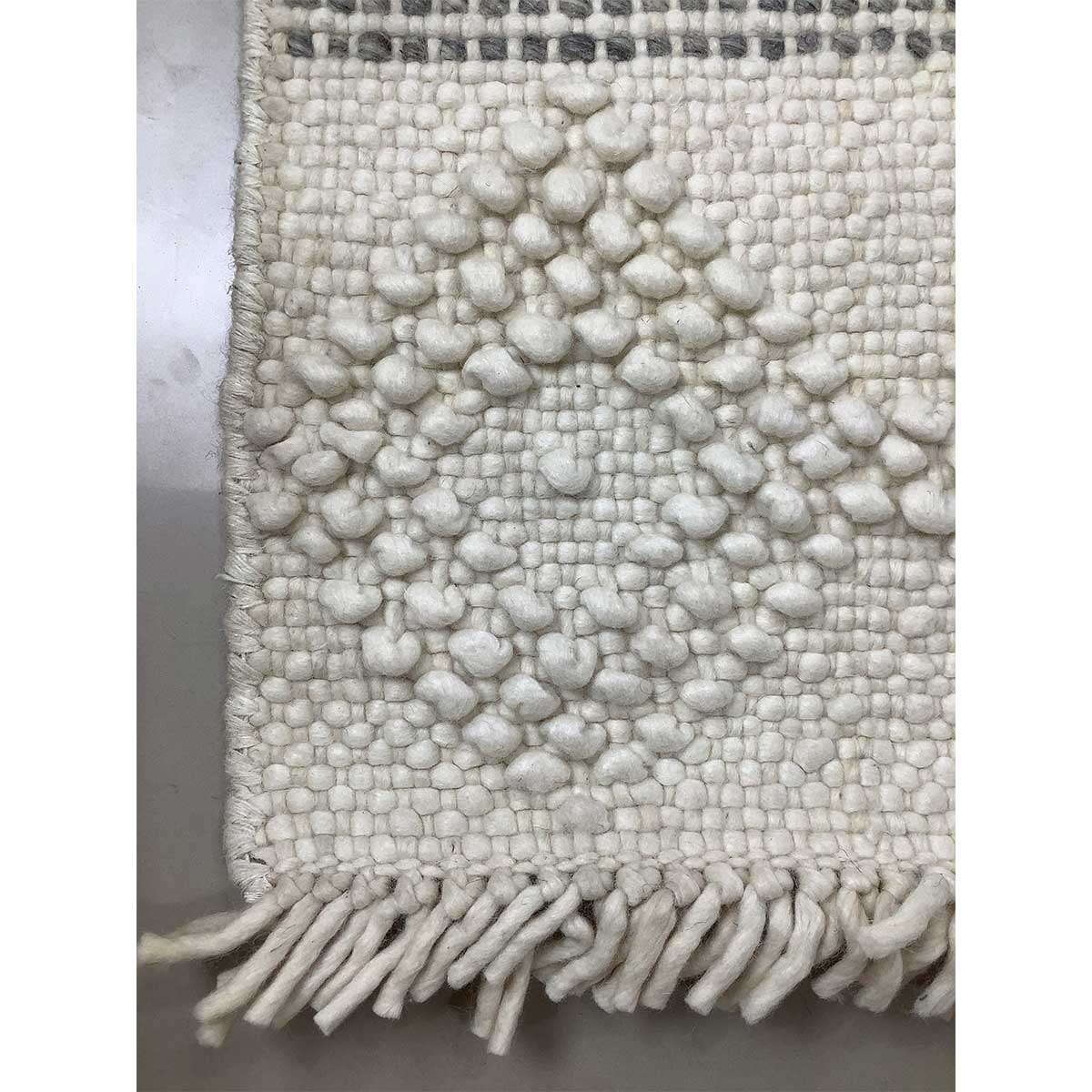 Hand Woven Wool Rug Ivory Color Loop Pattern Flat Weave Durable and Stylish (Design OD-019) in Birmingham