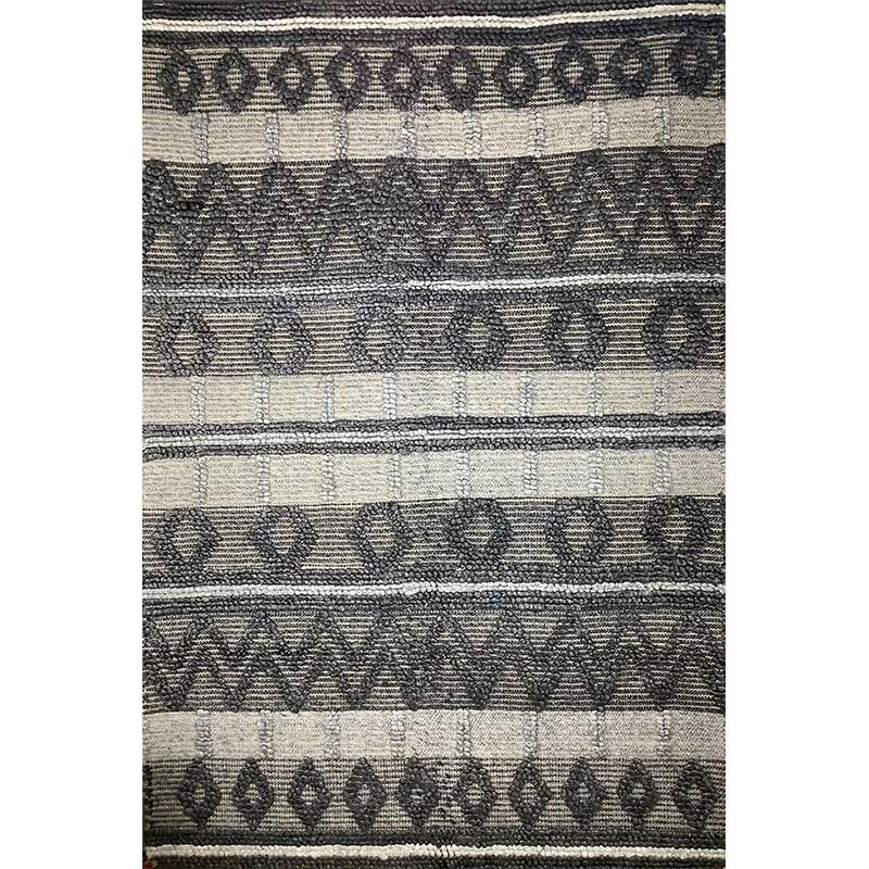 Grey and White Wool Rug – Flat Weave Hand-Woven Pattern (Design Code OD-022) in Birmingham