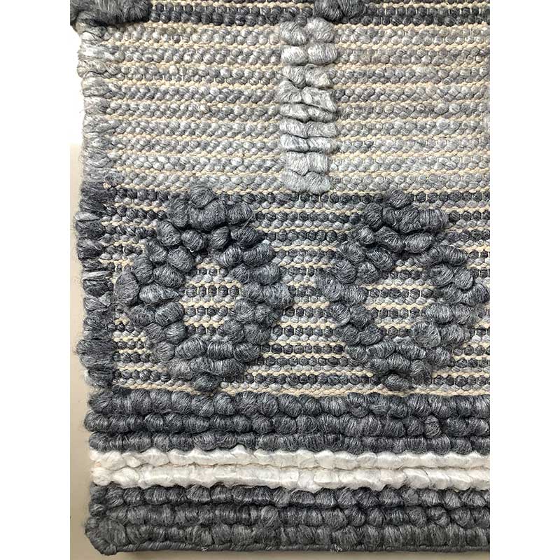 Grey and White Wool Rug – Flat Weave Hand-Woven Pattern (Design Code OD-022) in Birmingham