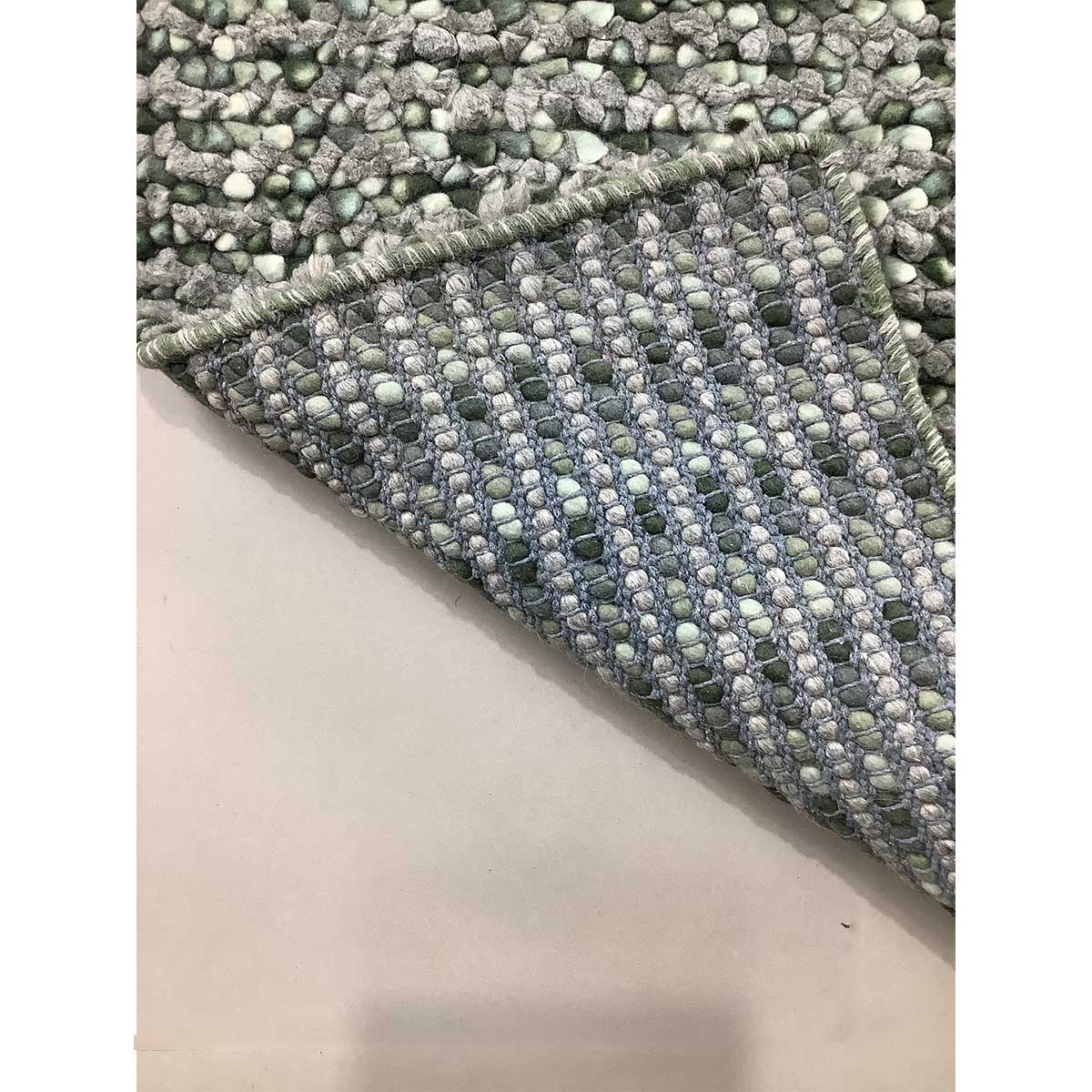 Premium Hand Woven Wool Rug Grey Green Color Cut Pattern 12mm Pile Height Timeless and Durable (Design OD-024) in Birmingham