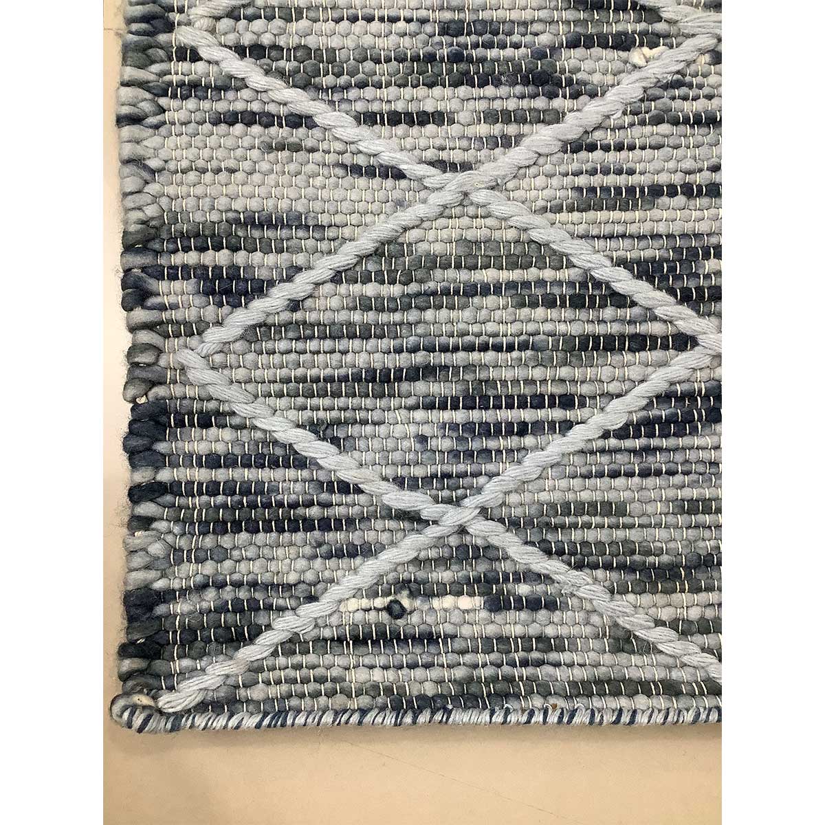 Hand Woven Wool Rug Blue Color Flat Weave Durable and Stylish (Design OD-026) in Birmingham