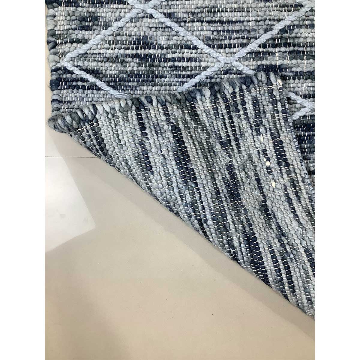 Hand Woven Wool Rug Blue Color Flat Weave Durable and Stylish (Design OD-026) in Birmingham