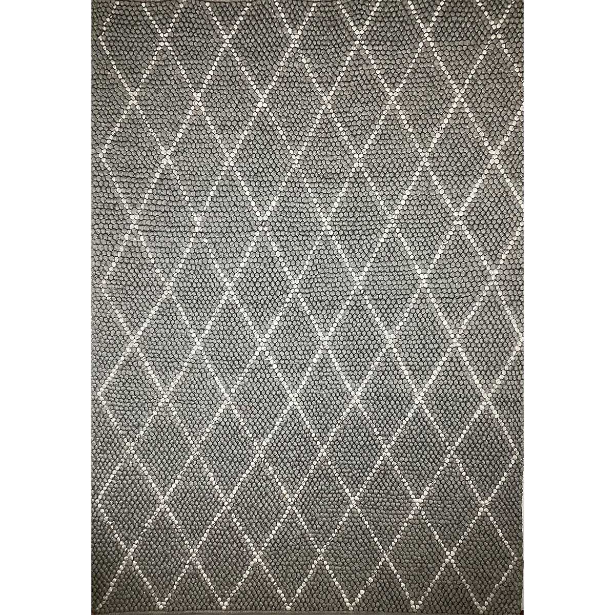 Grey Color Hand Woven Wool Rug Loop Pattern 10mm Pile Height Elegant and Durable (Design OD-030) in Birmingham