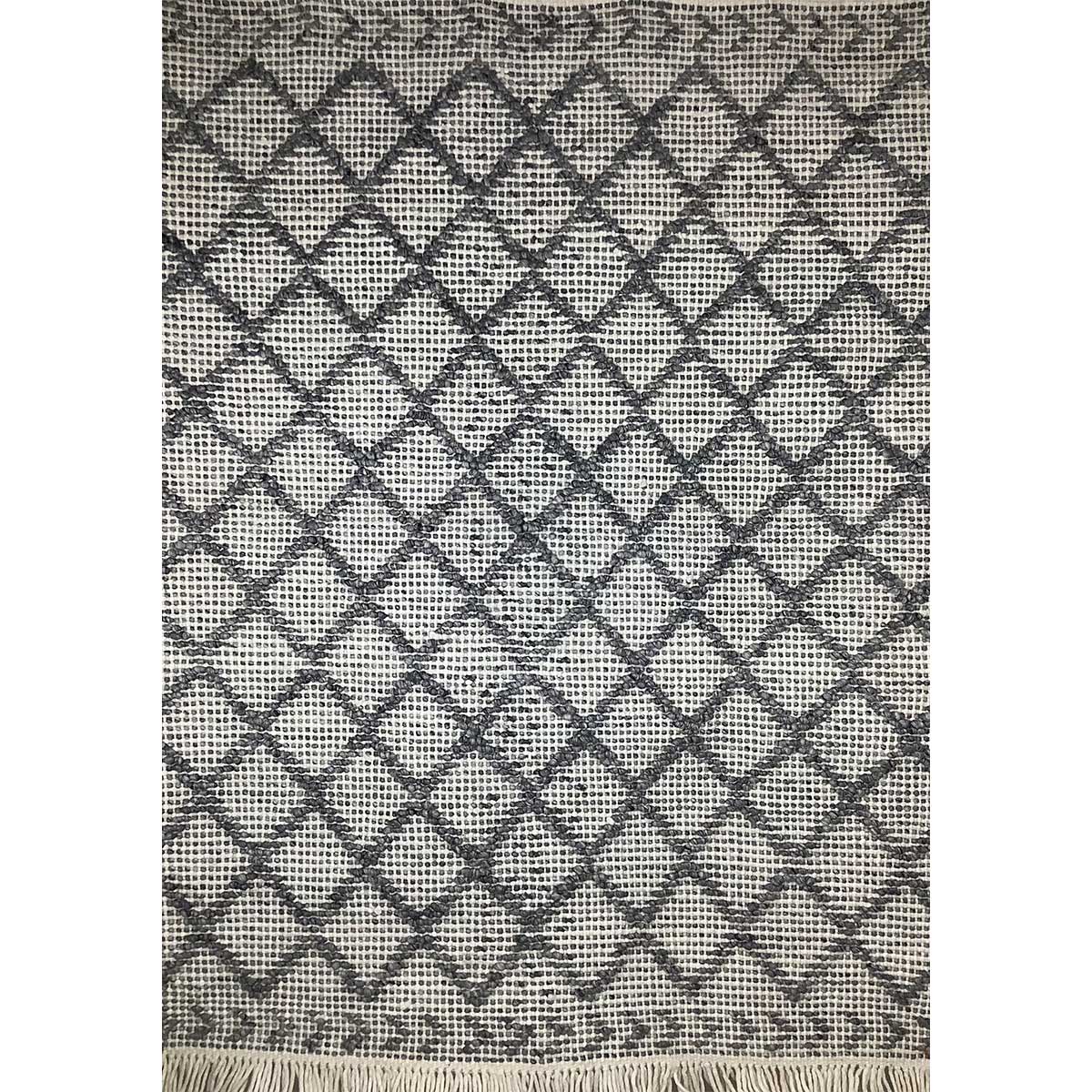 Ivory Grey Color Hand Woven Wool Rug Loop Pattern Flat Weave Elegant and Durable (Design OD-034) in Birmingham