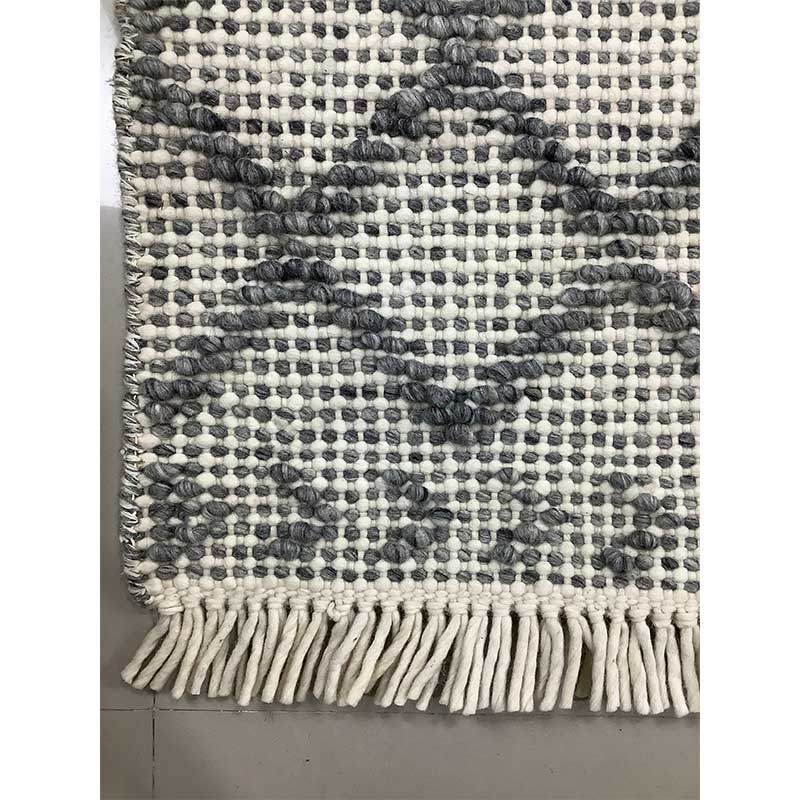 Flat Weave Wool Rug – Hand-Woven Black and Grey (Design Code OD-034) in Birmingham