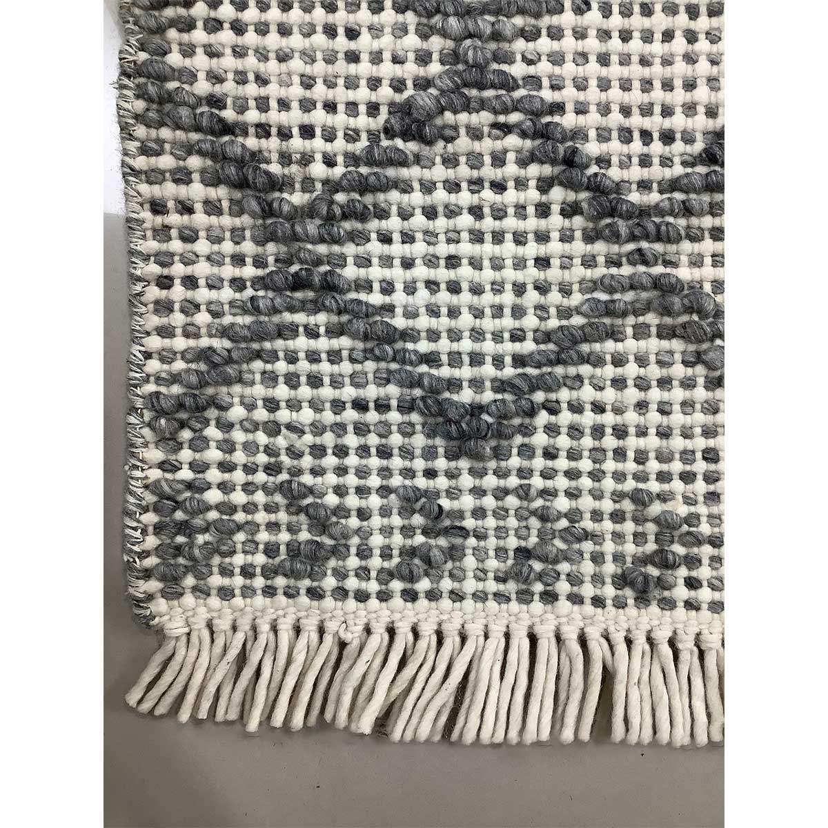 Ivory Grey Color Hand Woven Wool Rug Loop Pattern Flat Weave Elegant and Durable (Design OD-034) in Birmingham