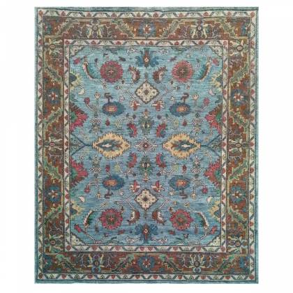 Aqua and Brown Persian Wool Rug – Premium Hand-Knotted Design (Design Code - HKC-004) Manufacturers, Suppliers, Exporters in Malaysia