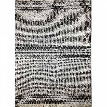 Black and White Wool Rug – Flat Weave Hand-Woven Pattern (Design Code OD-008) Manufacturers, Suppliers, Exporters in Birmingham