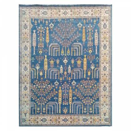 Blue and Cream Hand-Knotted Wool Rug – Persian Style (Design Code HKC-019) Manufacturers, Suppliers, Exporters in Birmingham