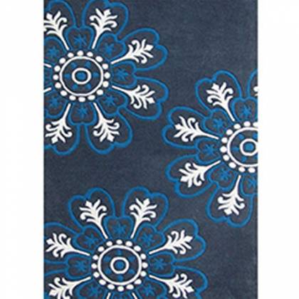 Dark Blue Wool Rug – Hand-Tufted, Loop Pattern (Design Code 048) Manufacturers, Suppliers, Exporters in Noida