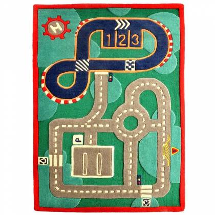 Elegant Green and Red Wool Rug – Hand-Tufted Loop Texture (Maze Design) Manufacturers, Suppliers, Exporters in Belgium